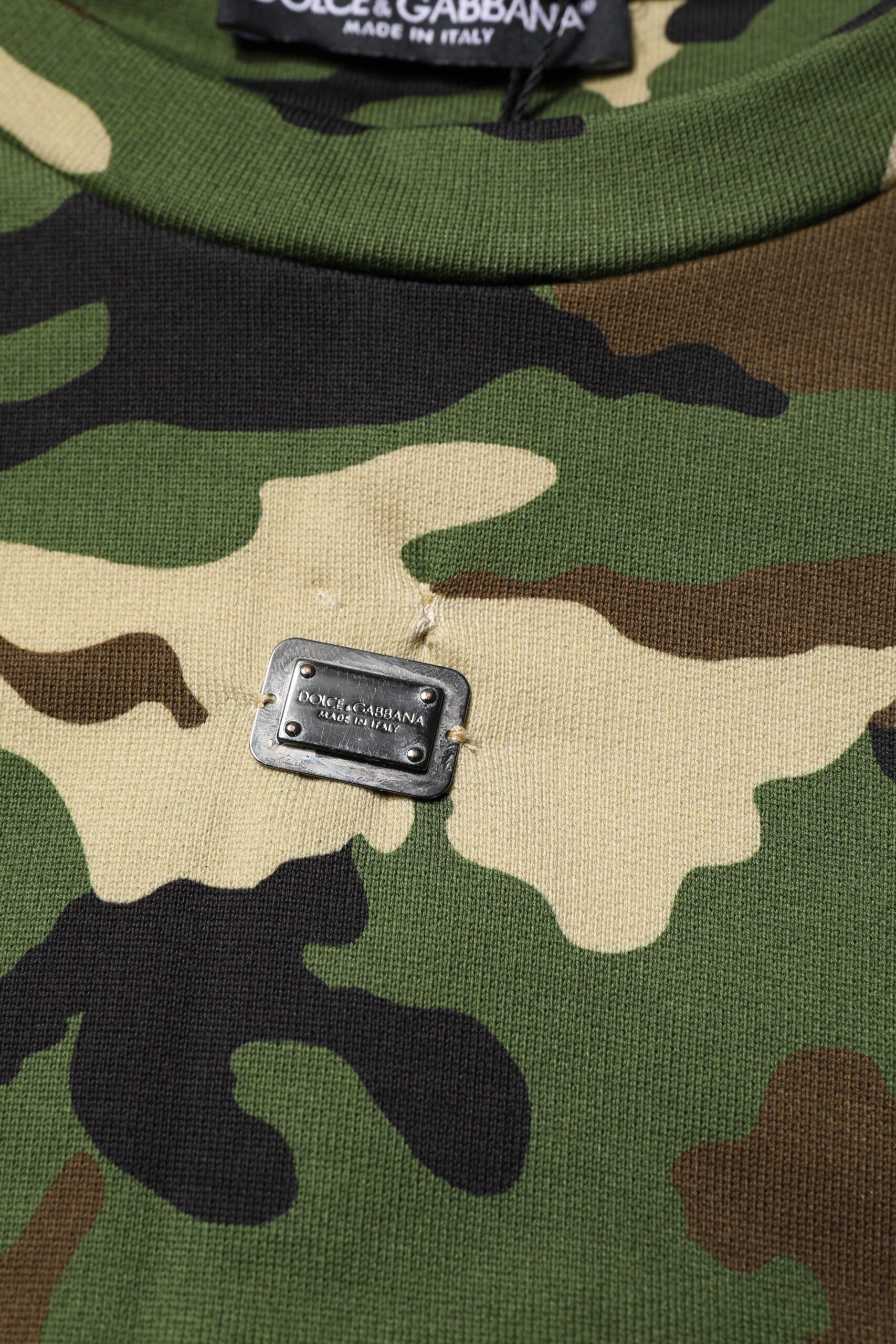 Dolce & Gabbana Green Army Camouflage Cropped Sweatshirt Jumper