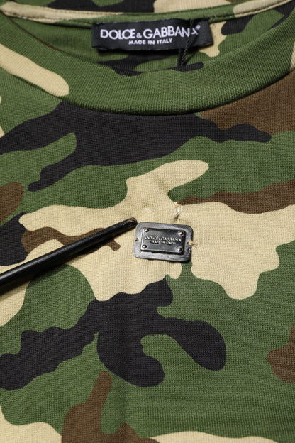 Dolce & Gabbana Green Army Camouflage Cropped Sweatshirt Jumper