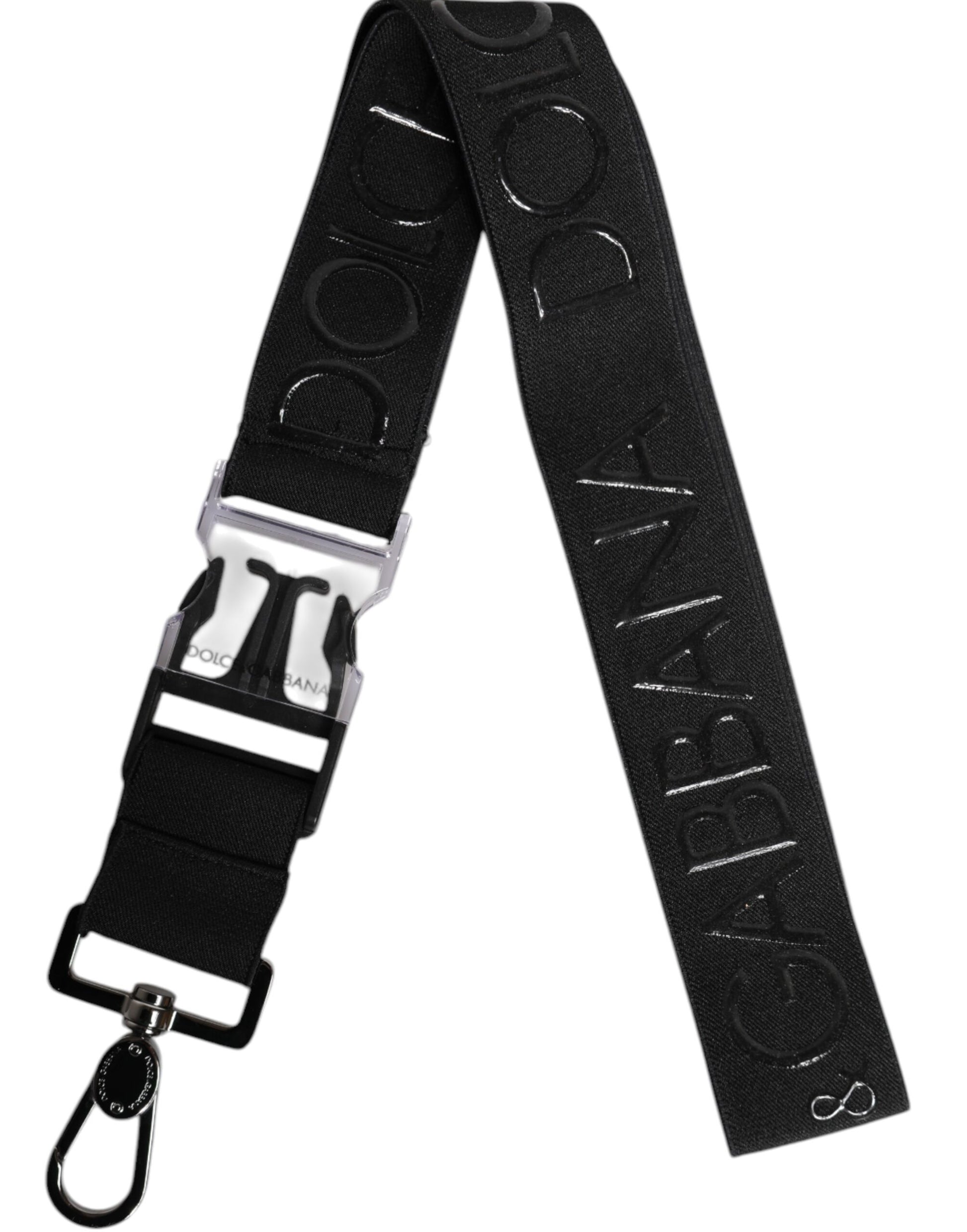 Dolce & Gabbana Black Stretch Rubberised DG Logo Keychain