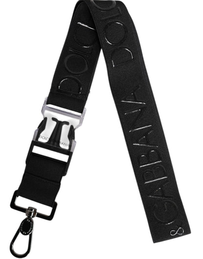 Dolce & Gabbana Black Stretch Rubberised DG Logo Keychain