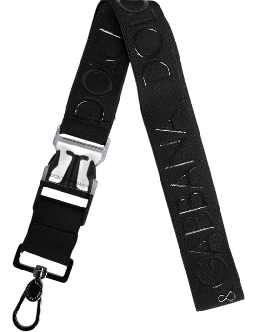 Dolce & Gabbana Black Stretch Rubberised DG Logo Keychain