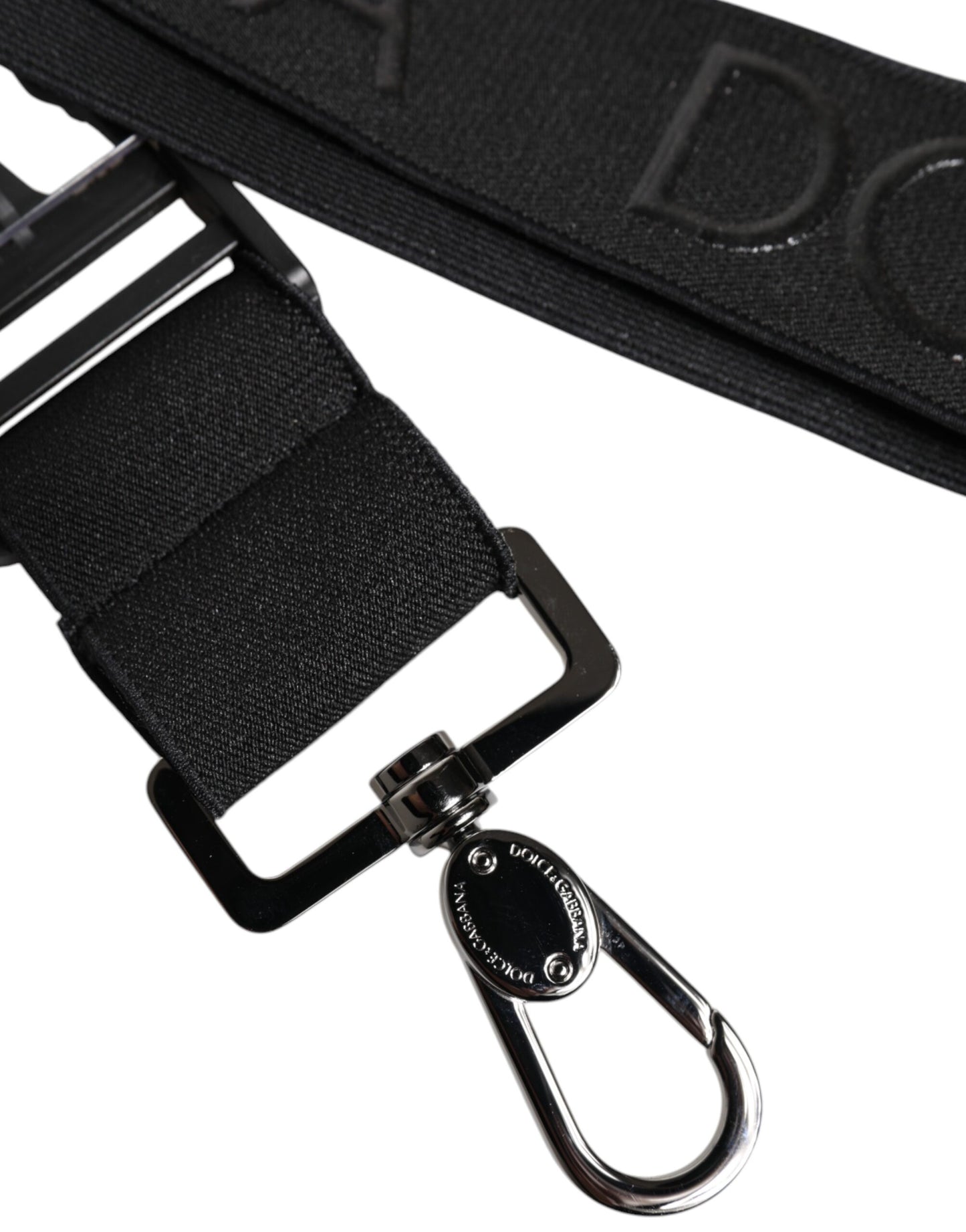 Dolce & Gabbana Black Stretch Rubberised DG Logo Keychain