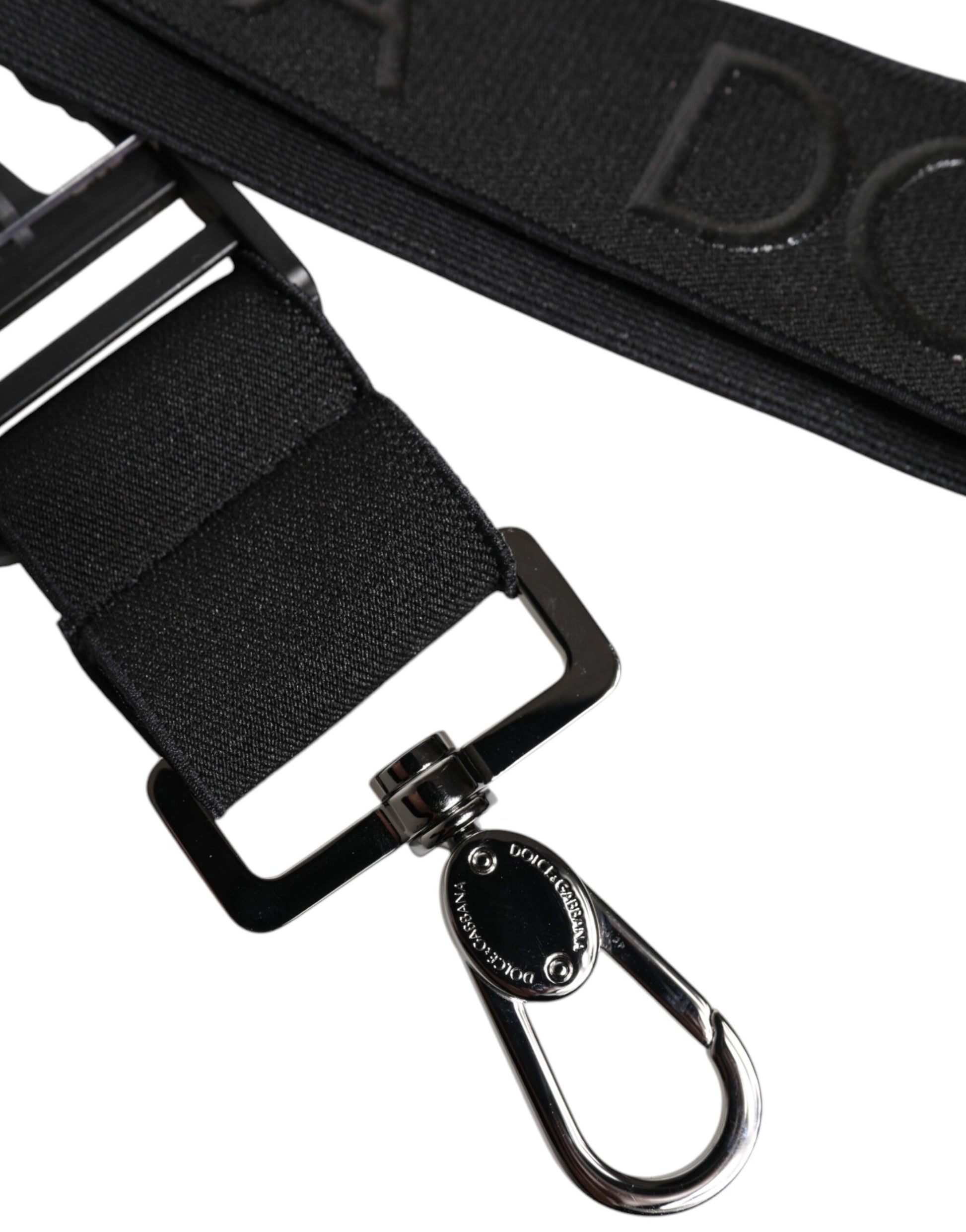 Dolce & Gabbana Black Stretch Rubberised DG Logo Keychain