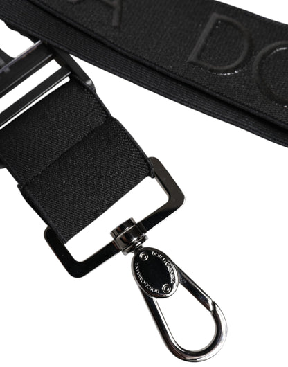 Dolce & Gabbana Black Stretch Rubberised DG Logo Keychain