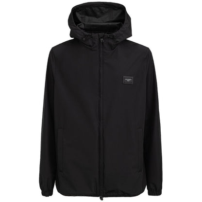 Dolce & Gabbana Black Polyester Windbreaker Jacket