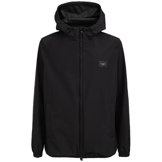 Dolce & Gabbana Black Polyester Windbreaker Jacket