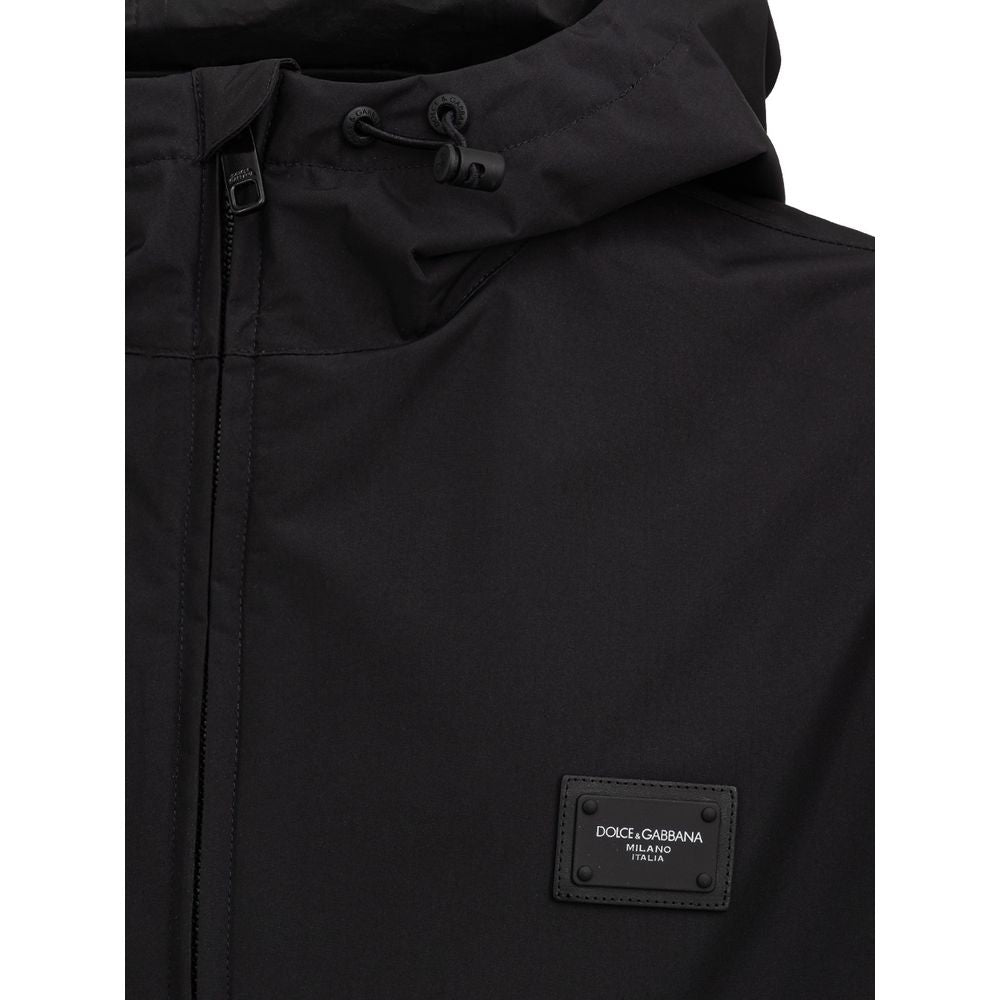 Dolce & Gabbana Black Polyester Windbreaker Jacket