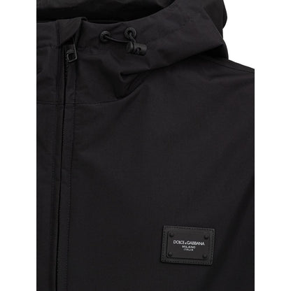 Dolce & Gabbana Black Polyester Windbreaker Jacket