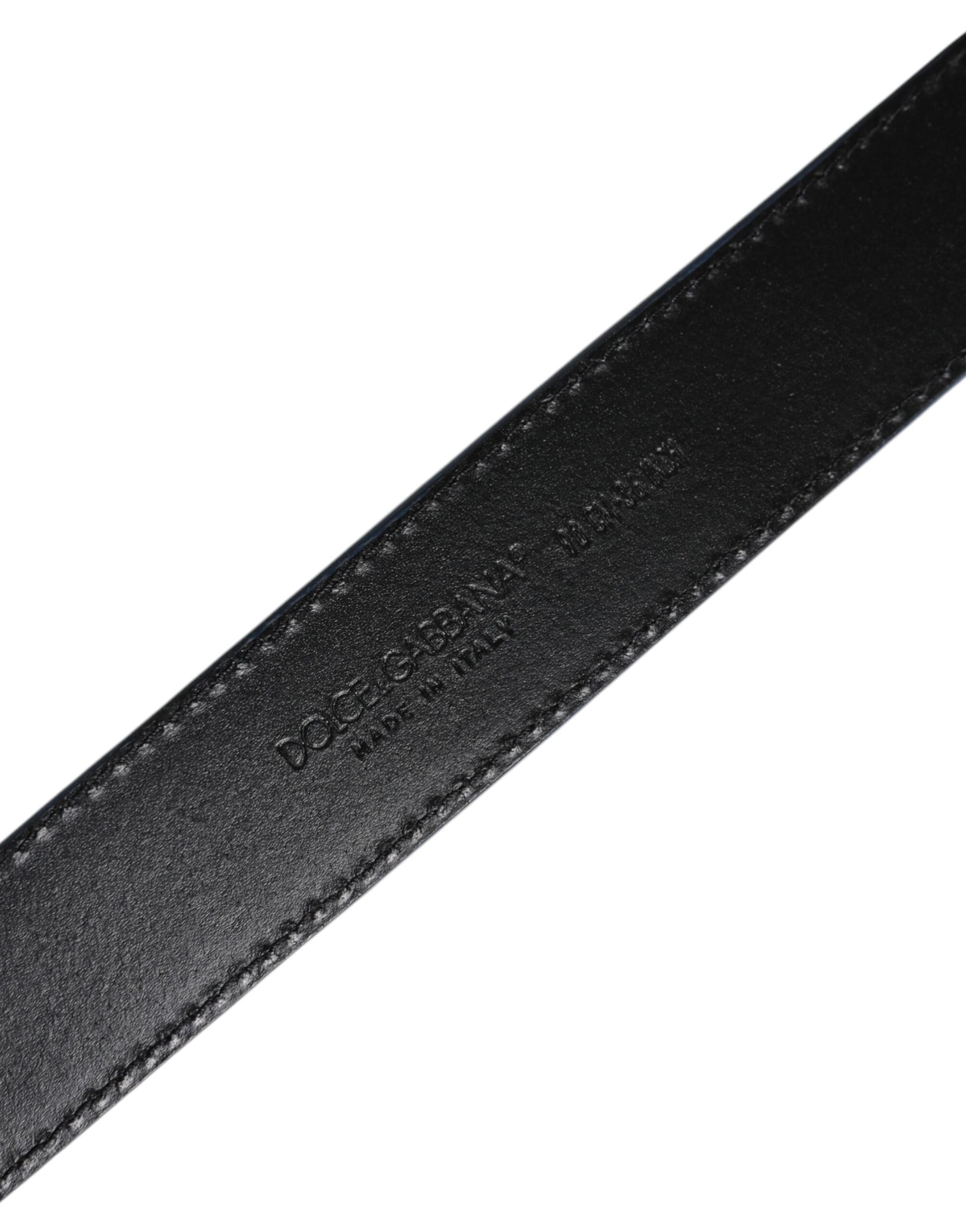 Dolce & Gabbana Blue & Beige Leather Weaved Metal Buckle Belt