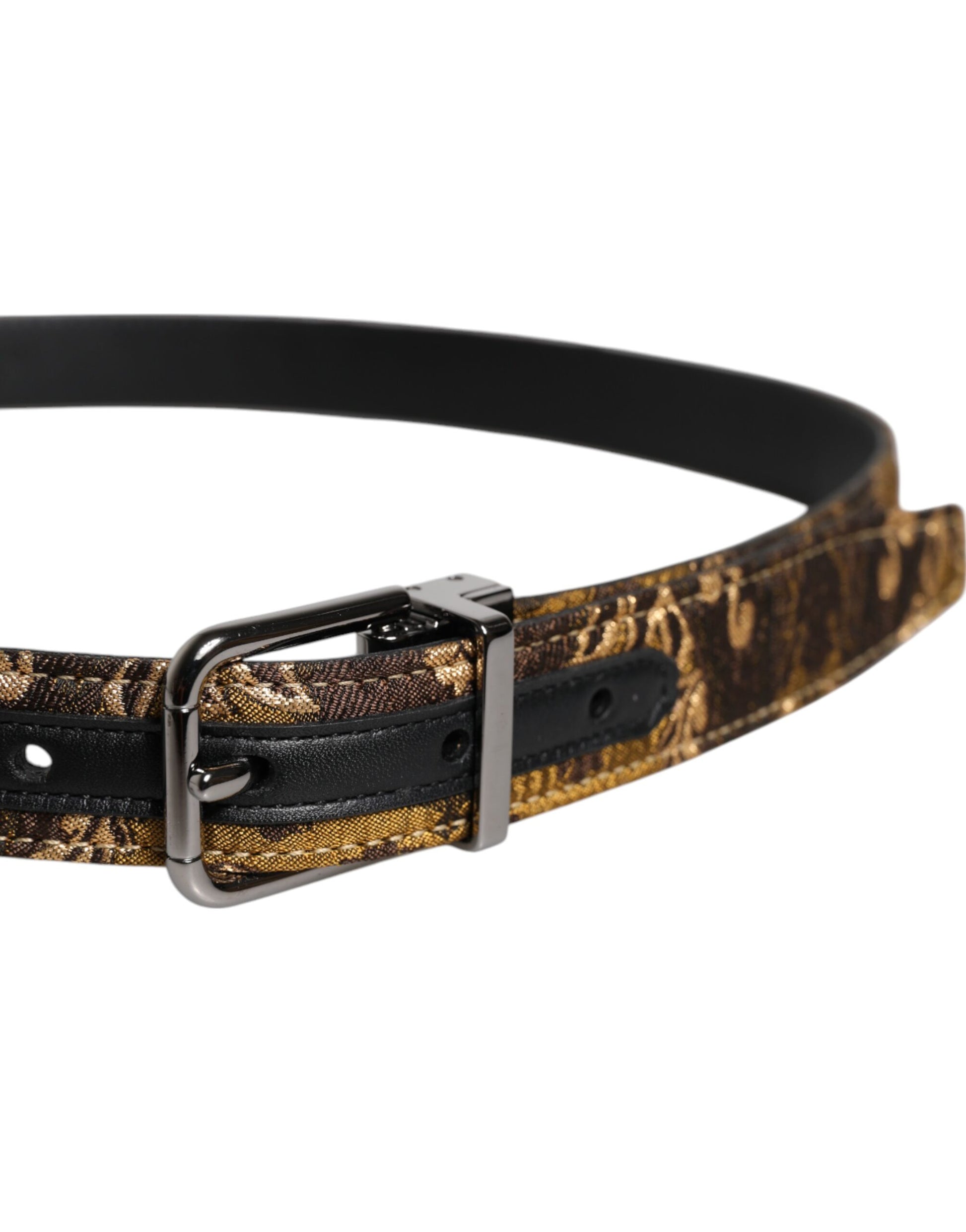 Dolce & Gabbana Multicolour Jacquard Leather Logo Buckle Belt