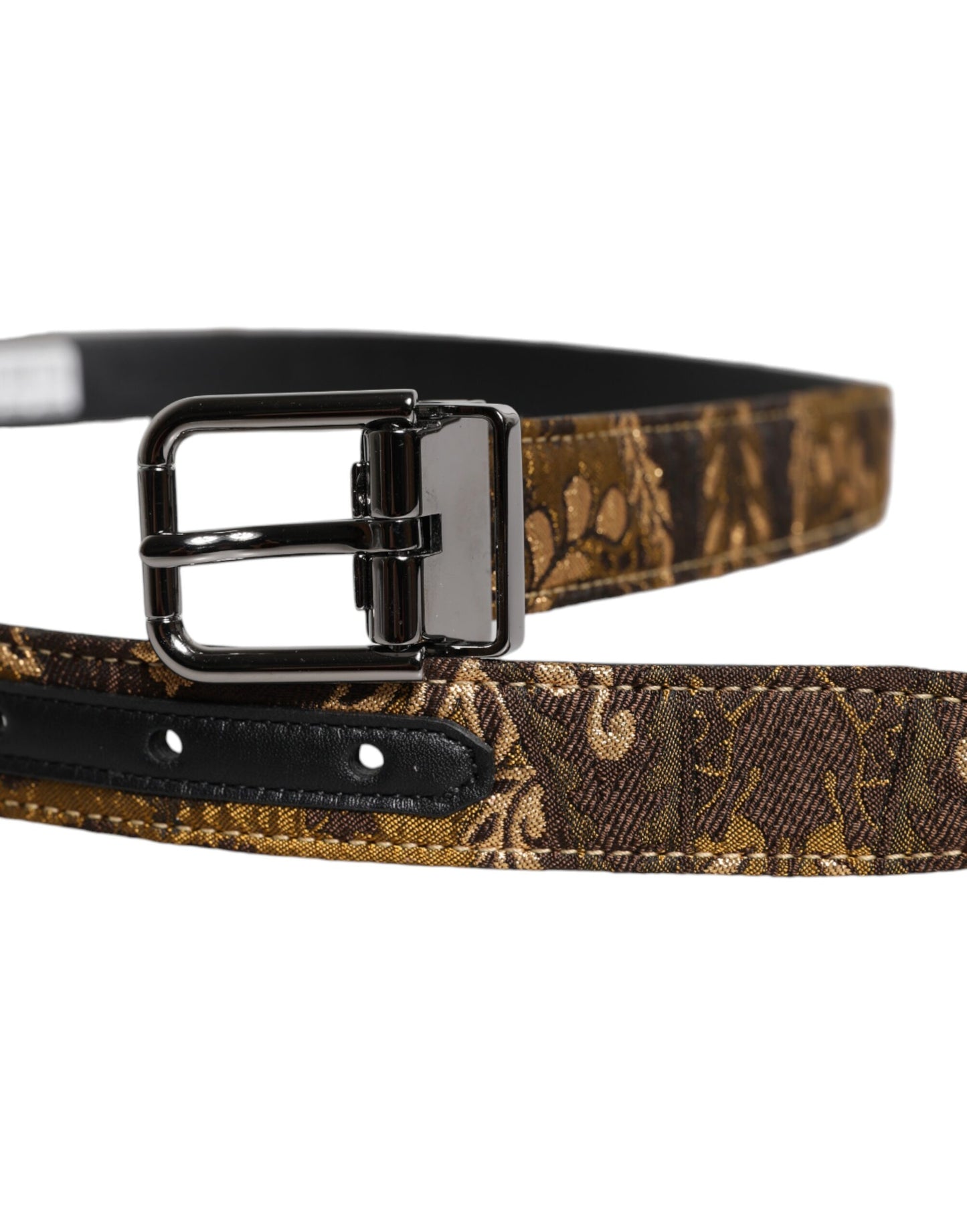 Dolce & Gabbana Multicolour Jacquard Leather Logo Buckle Belt