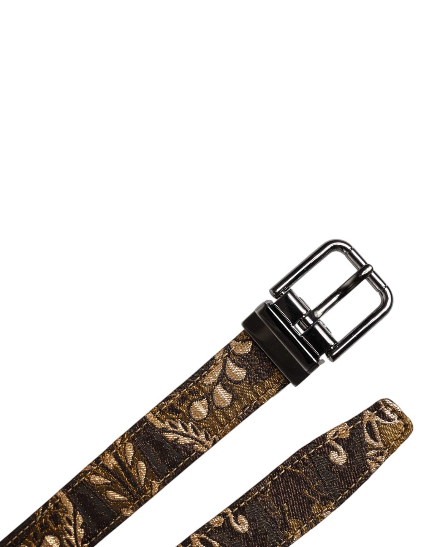 Dolce & Gabbana Multicolour Jacquard Leather Logo Buckle Belt