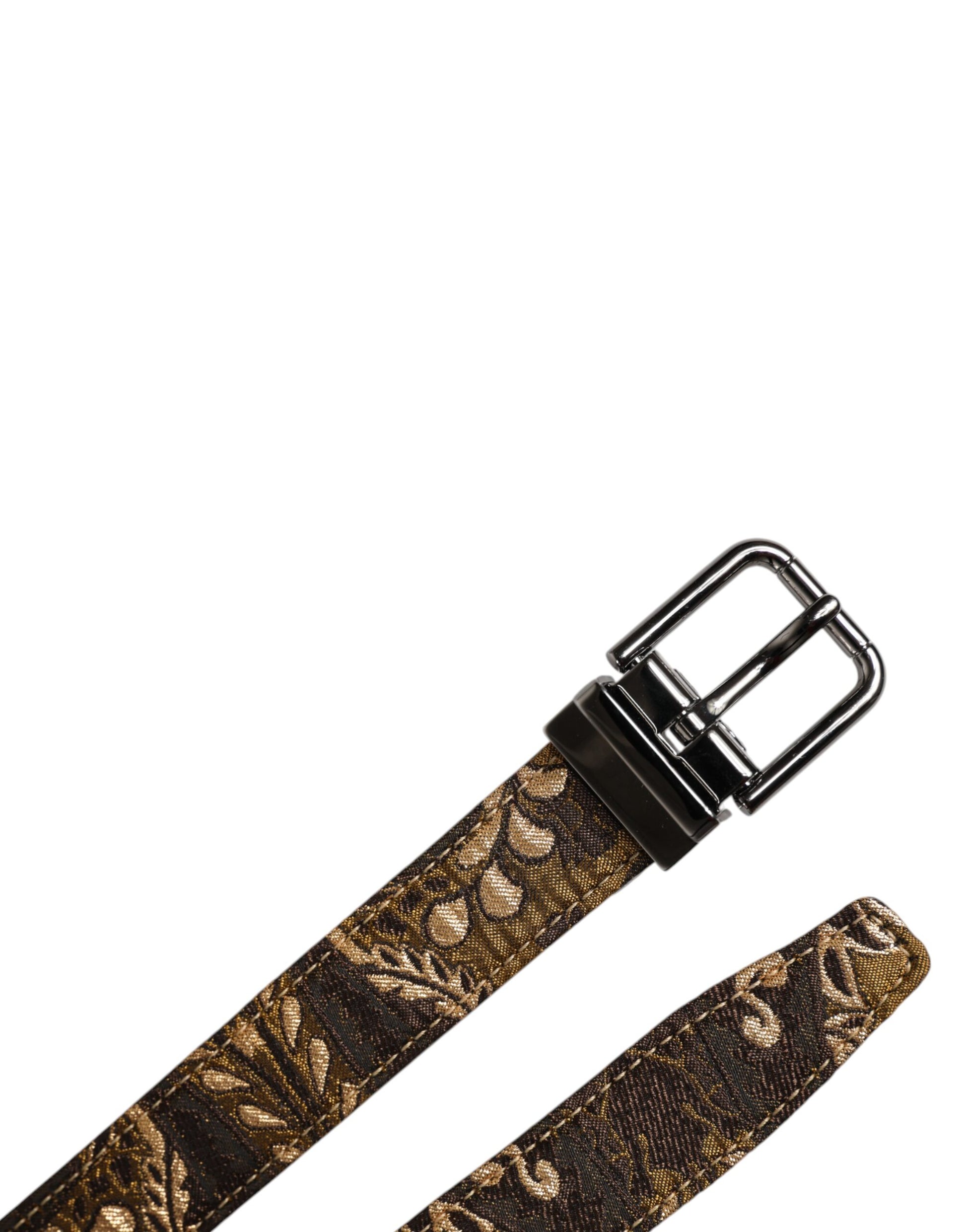 Dolce & Gabbana Multicolour Jacquard Leather Logo Buckle Belt