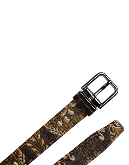Dolce & Gabbana Multicolour Jacquard Leather Logo Buckle Belt