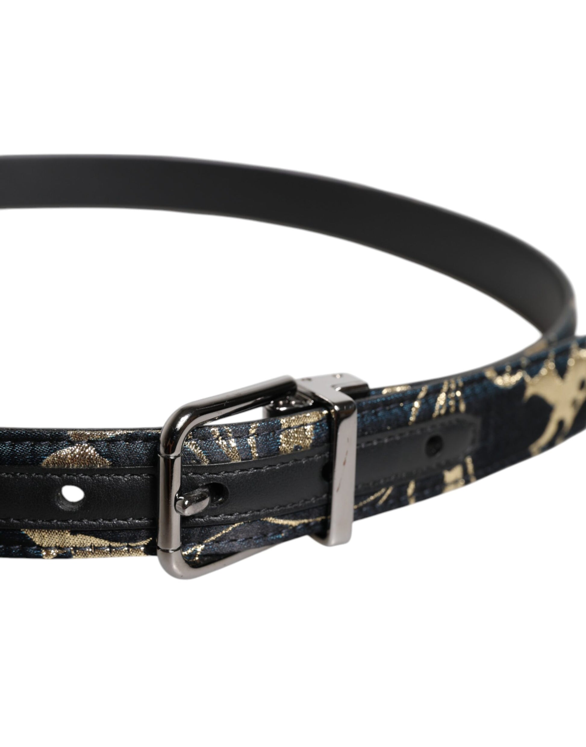 Dolce & Gabbana Multicolour Jacquard Leather Logo Buckle Belt