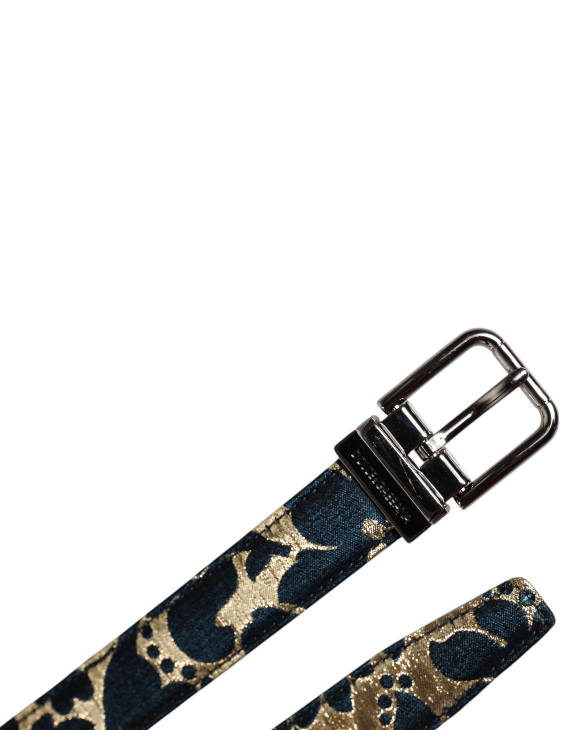 Dolce & Gabbana Multicolour Jacquard Leather Logo Buckle Belt