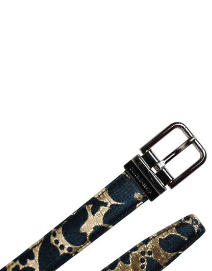 Dolce & Gabbana Multicolour Jacquard Leather Logo Buckle Belt