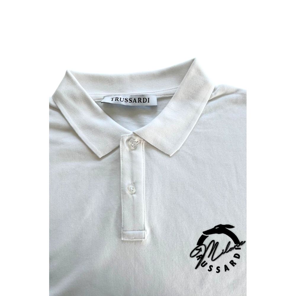 Trussardi Beachwear White Cotton Men Polo Shirt