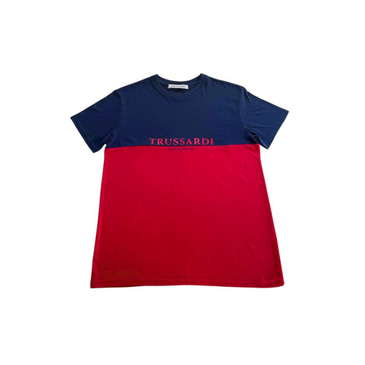 Trussardi Beachwear Red Two-Tone Polyester T-Shirt