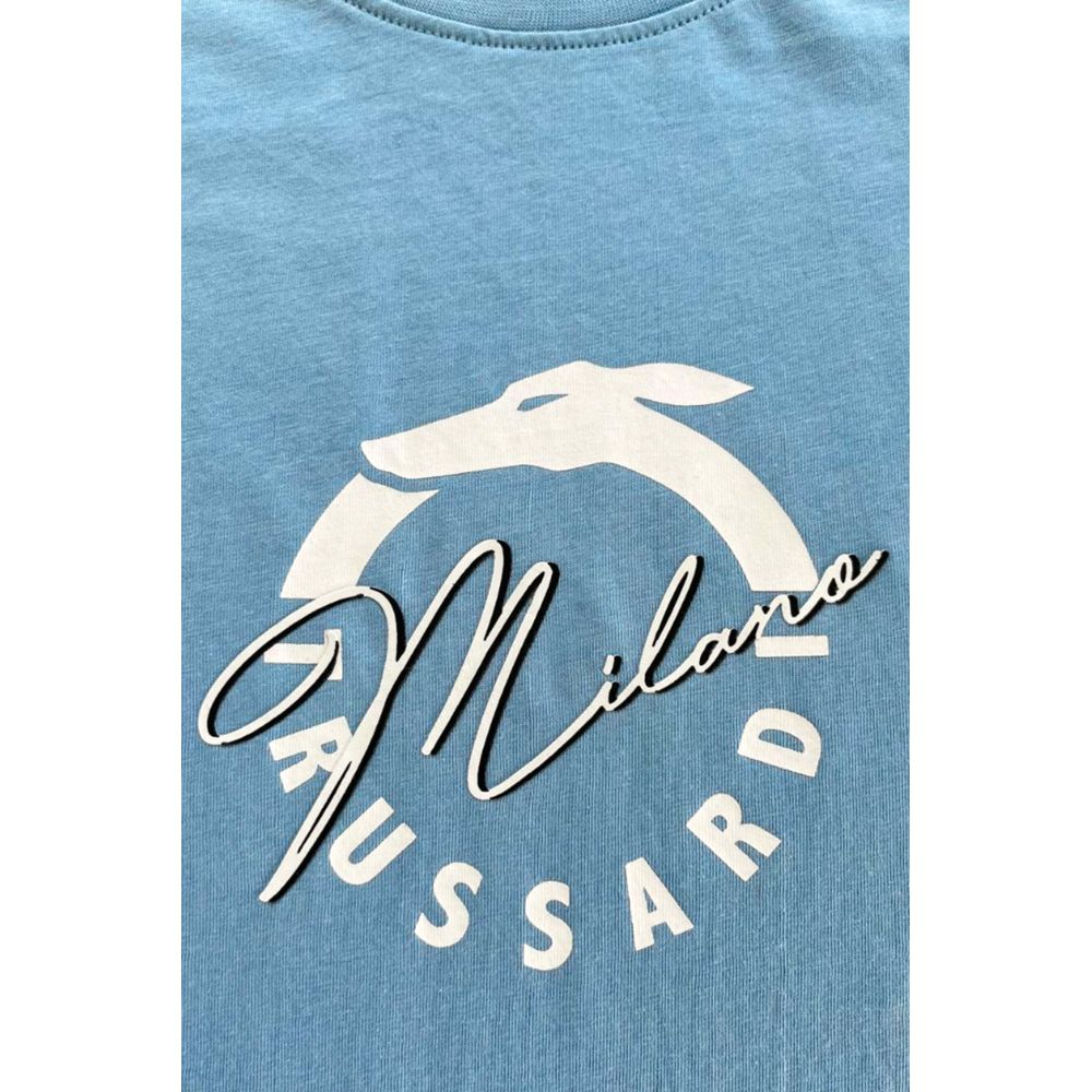 Trussardi Beachwear Light Blue Cotton T-Shirt