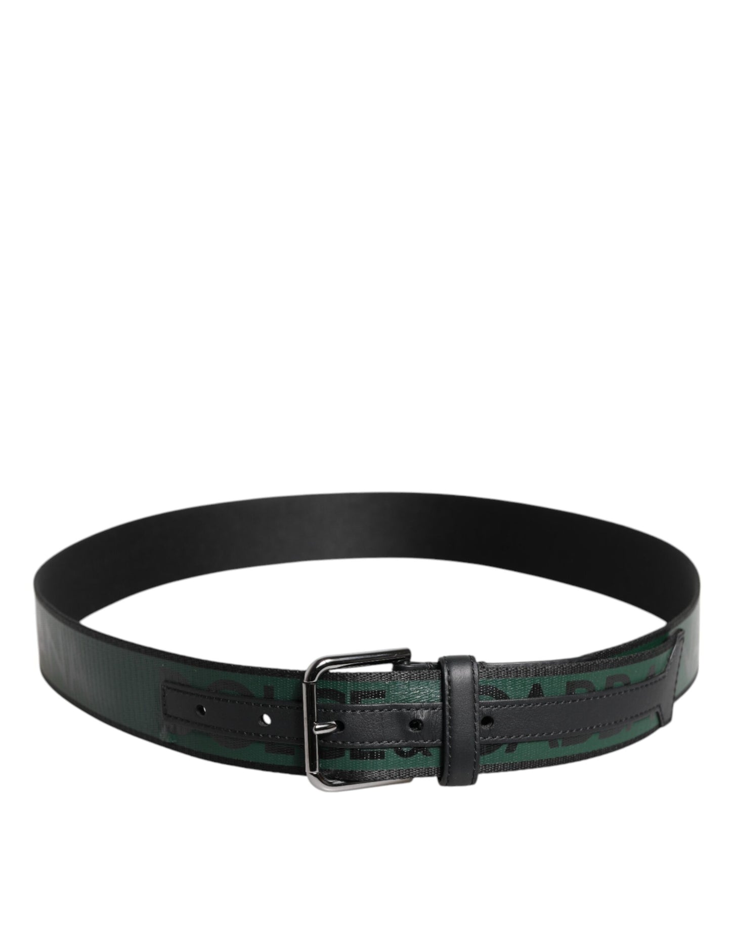 Dolce & Gabbana Green & Black Classic Metal Logo Buckle Belt for Men