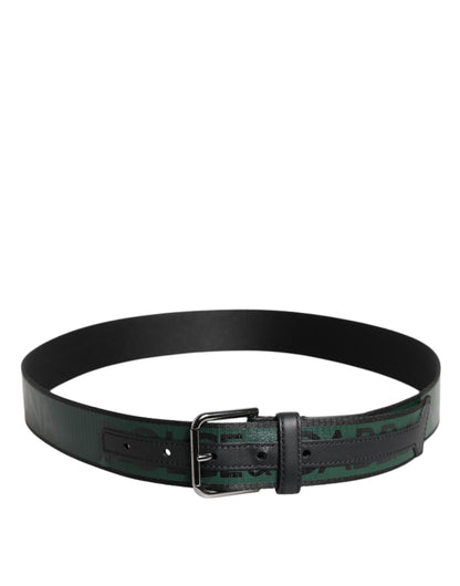 Dolce & Gabbana Green & Black Classic Metal Logo Buckle Belt for Men