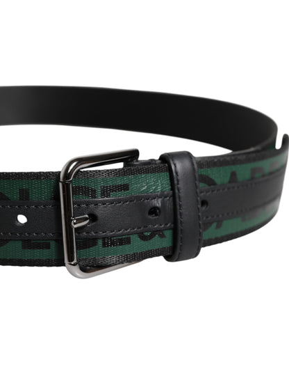 Dolce & Gabbana Green & Black Classic Metal Logo Buckle Belt for Men