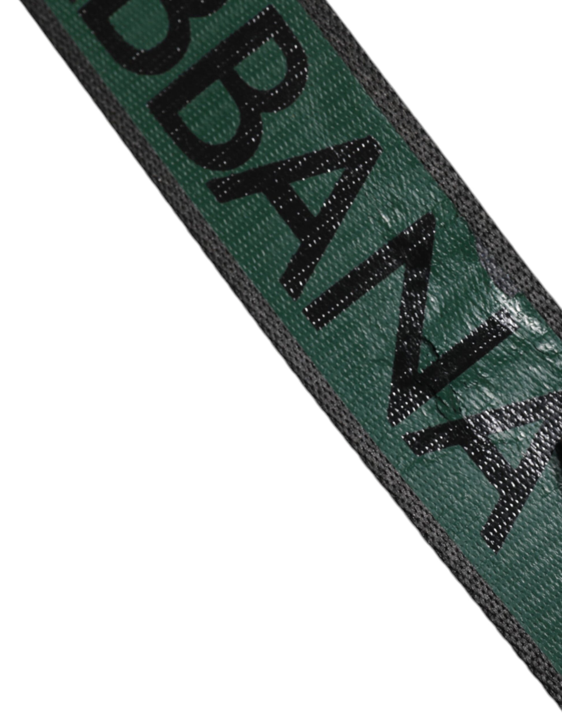 Dolce & Gabbana Green & Black Classic Metal Logo Buckle Belt for Men