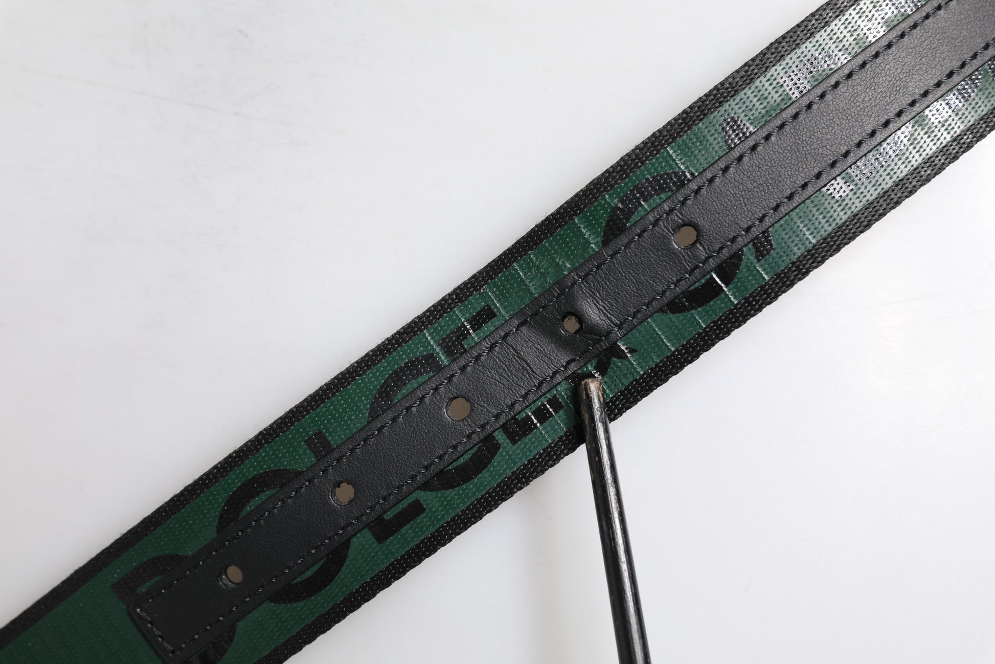 Dolce & Gabbana Green & Black Classic Metal Logo Buckle Belt for Men
