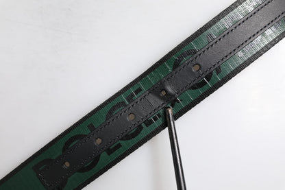 Dolce & Gabbana Green & Black Classic Metal Logo Buckle Belt for Men