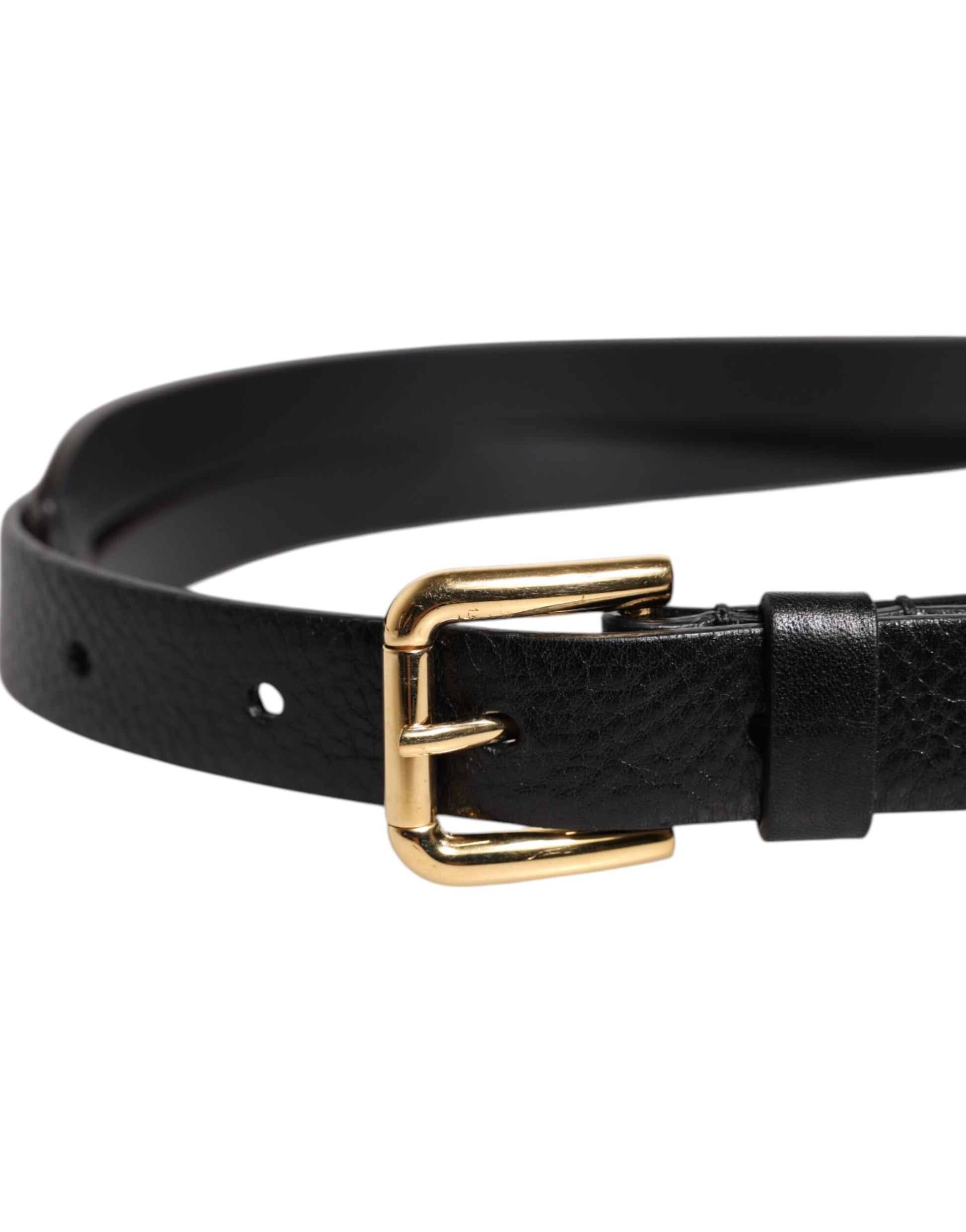Dolce & Gabbana Black & Leopard Classic Gold Metal Buckle Belt