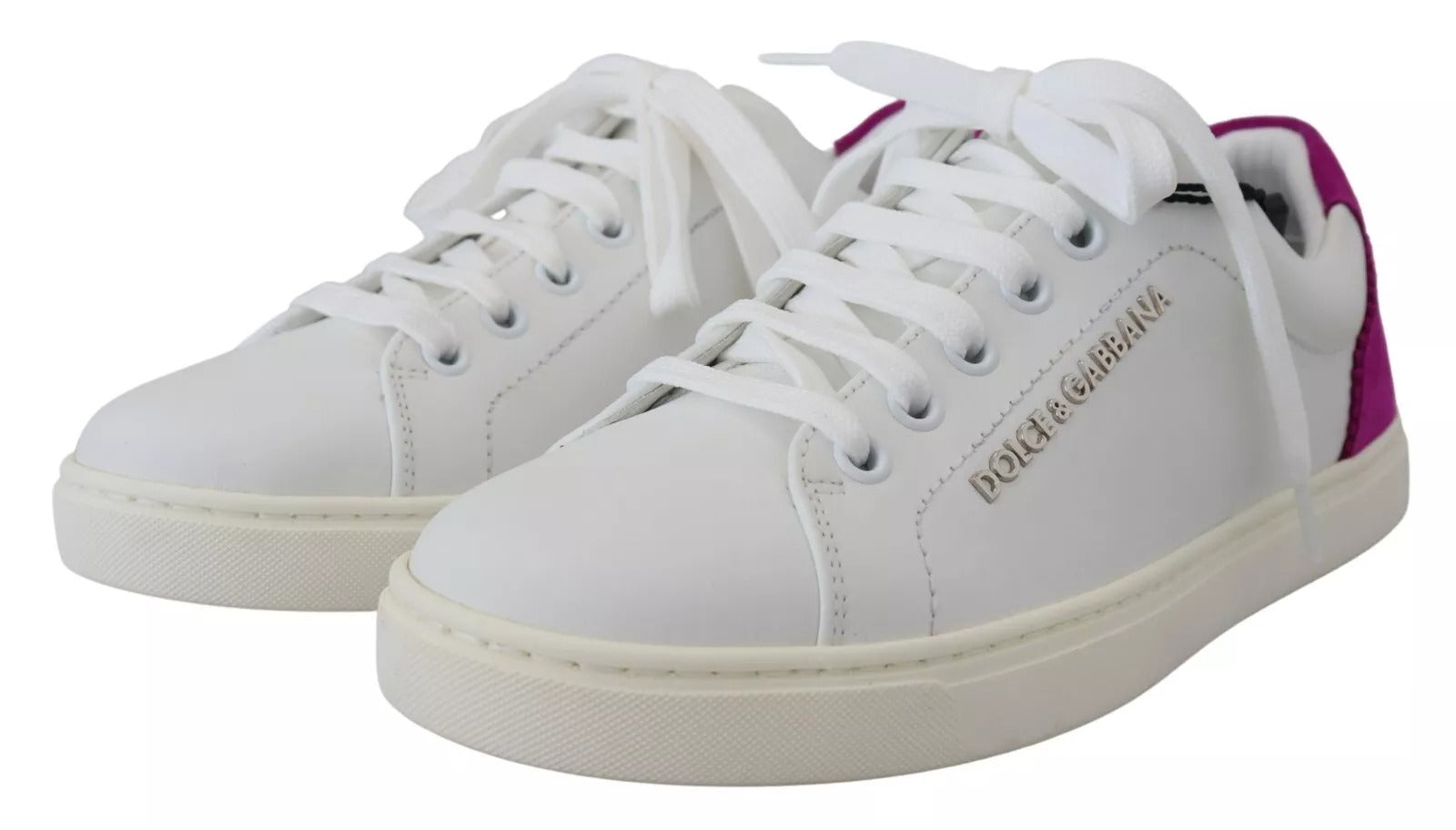 Dolce & Gabbana White Classic Sneakers for Women - Leather Low-Top Shoes
