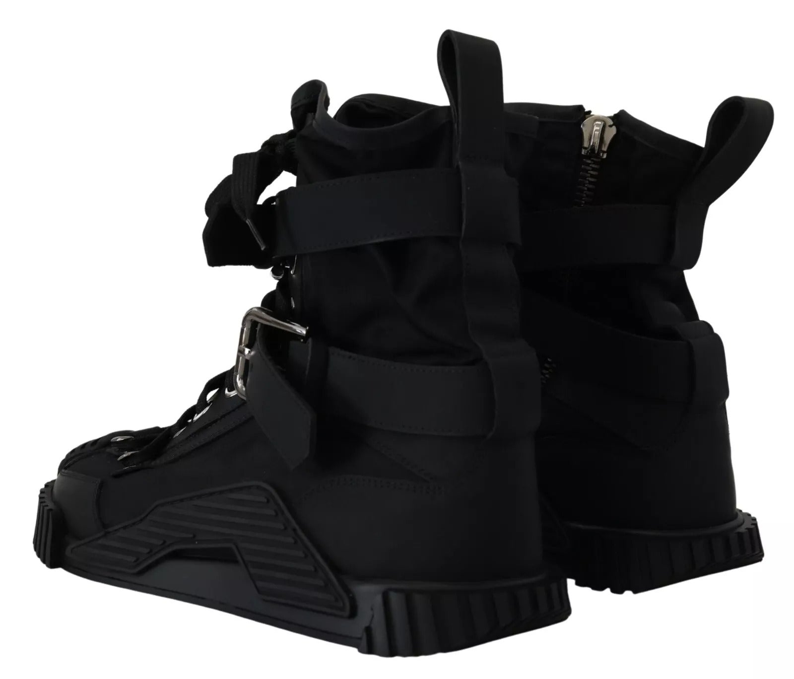 Dolce & Gabbana Black High Top Buckle Sorrento Sneakers