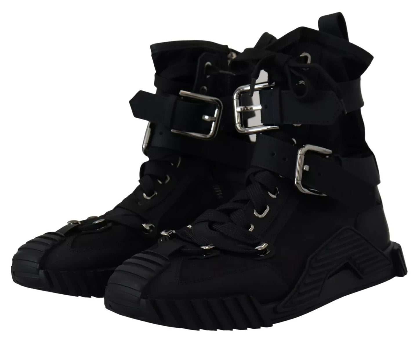 Dolce & Gabbana Black High Top Buckle Sorrento Sneakers