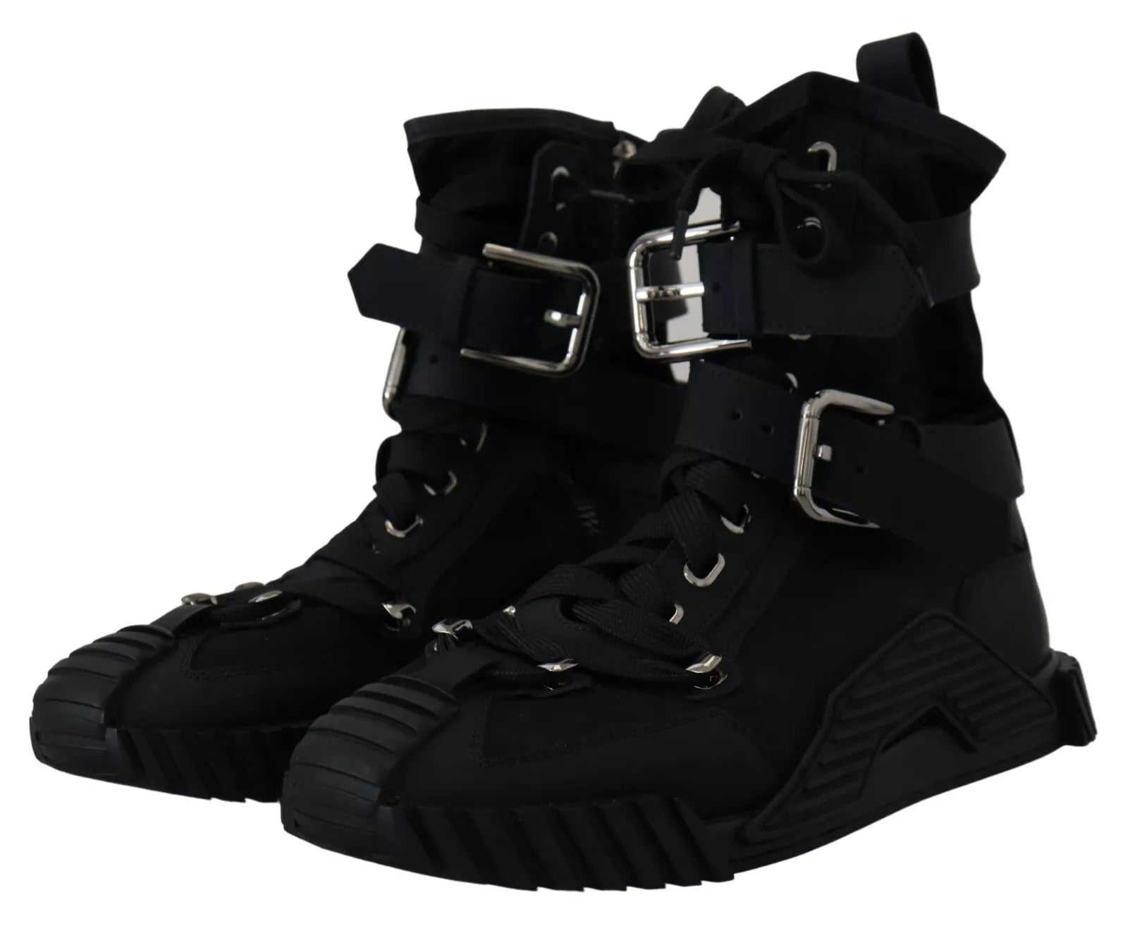 Dolce & Gabbana Black High Top Buckle Sorrento Sneakers