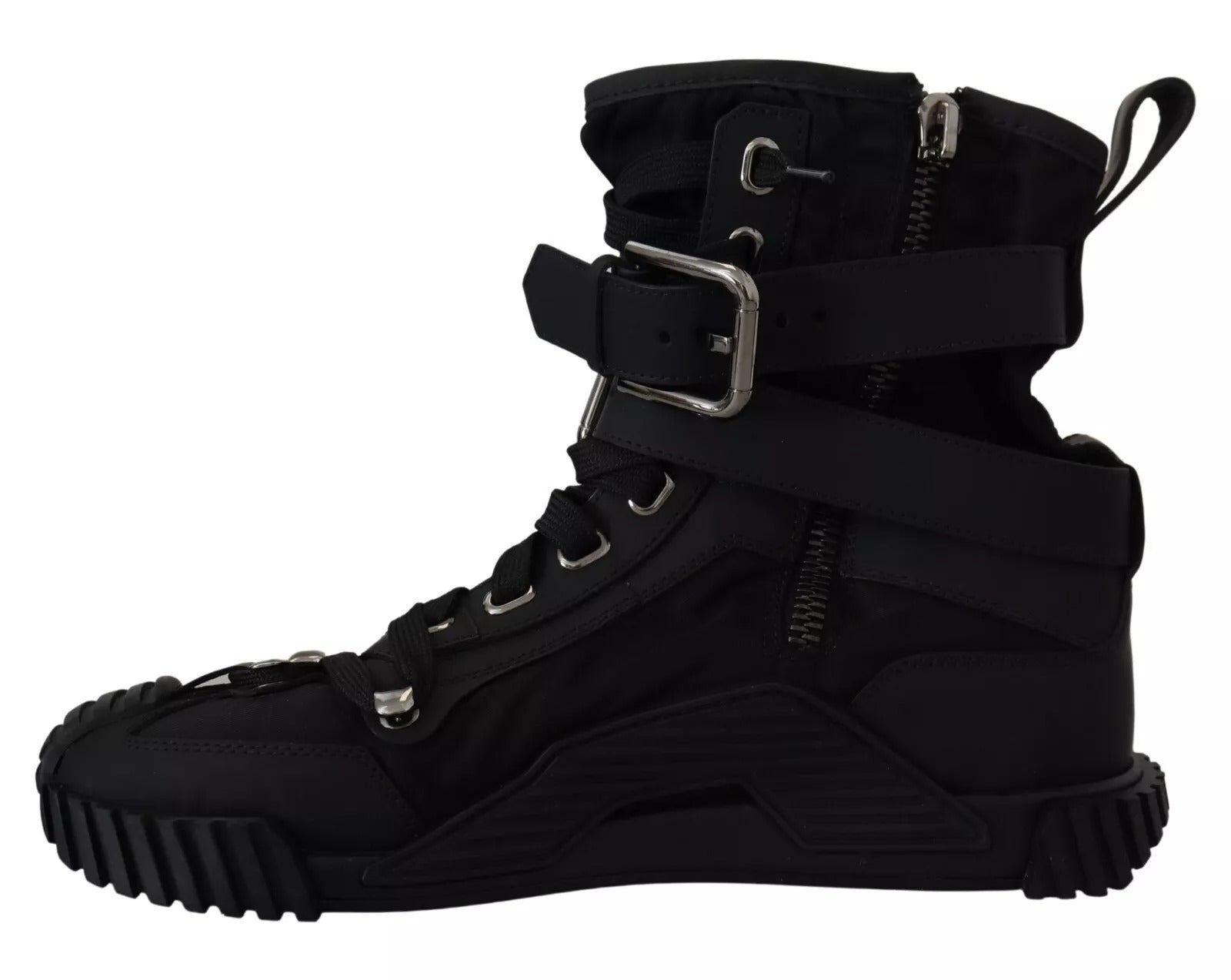 Dolce & Gabbana Black High Top Buckle Sorrento Sneakers