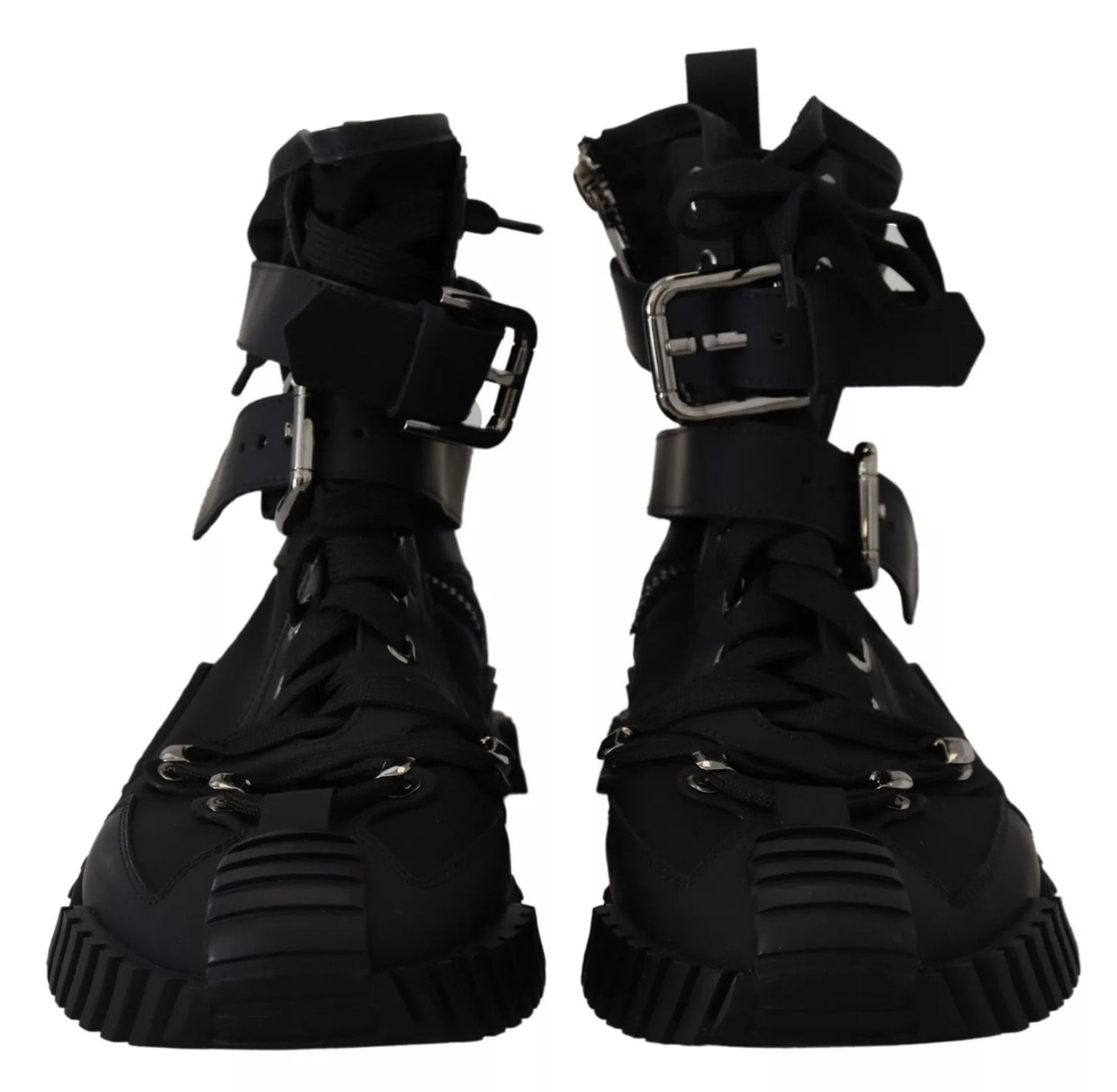 Dolce & Gabbana Black High Top Buckle Sorrento Sneakers