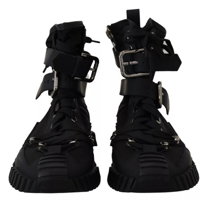 Dolce & Gabbana Black High Top Buckle Sorrento Sneakers