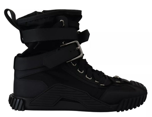 Dolce & Gabbana Black High Top Buckle Sorrento Sneakers