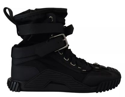 Dolce & Gabbana Black High Top Buckle Sorrento Sneakers