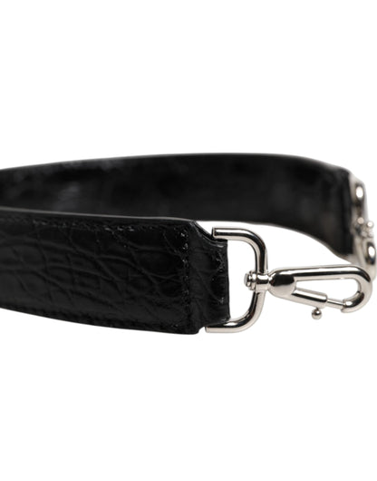 Dolce & Gabbana Black Alligator Leather Shoulder Strap Handbag Accessory