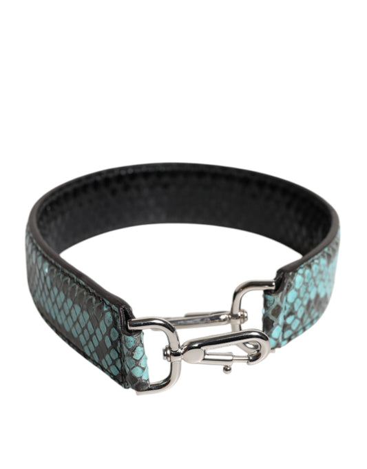 Dolce & Gabbana Black Blue Exotic Leather Shoulder Strap Bag
