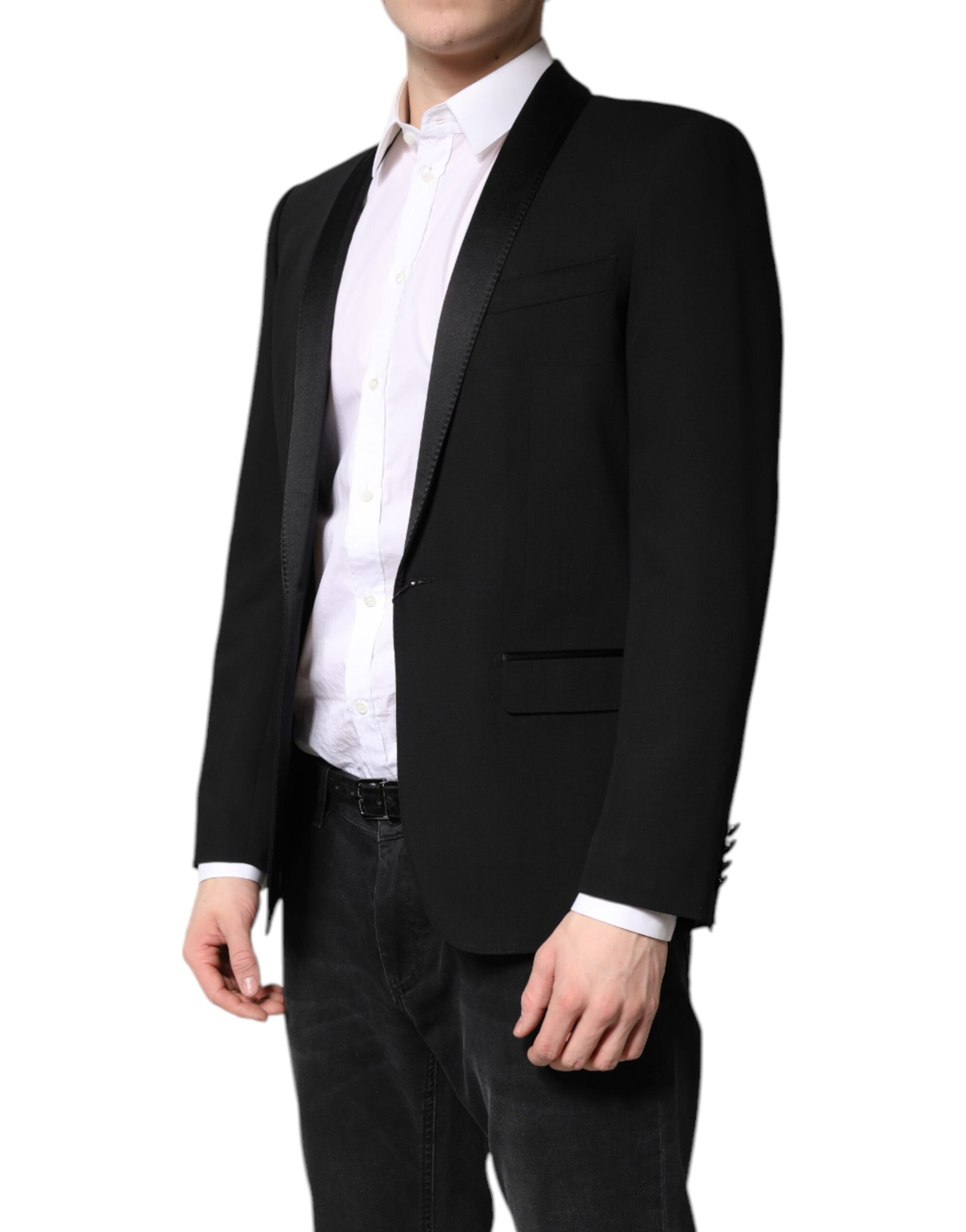 Dolce & Gabbana Black Single Breasted Men's Coat MARTINI Blazer