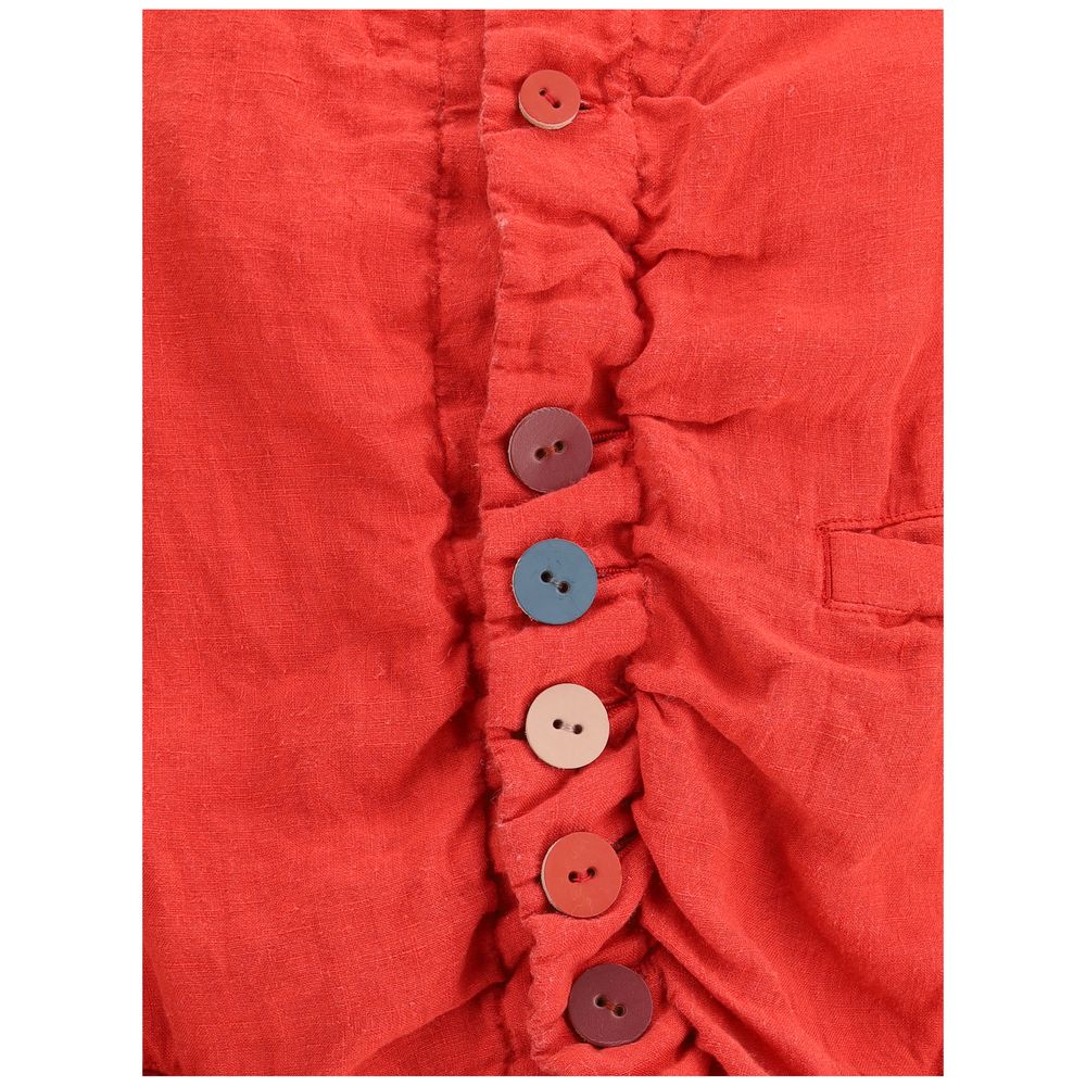 Undercover Linen Jacket with Ruffles and Multicoloured Buttons