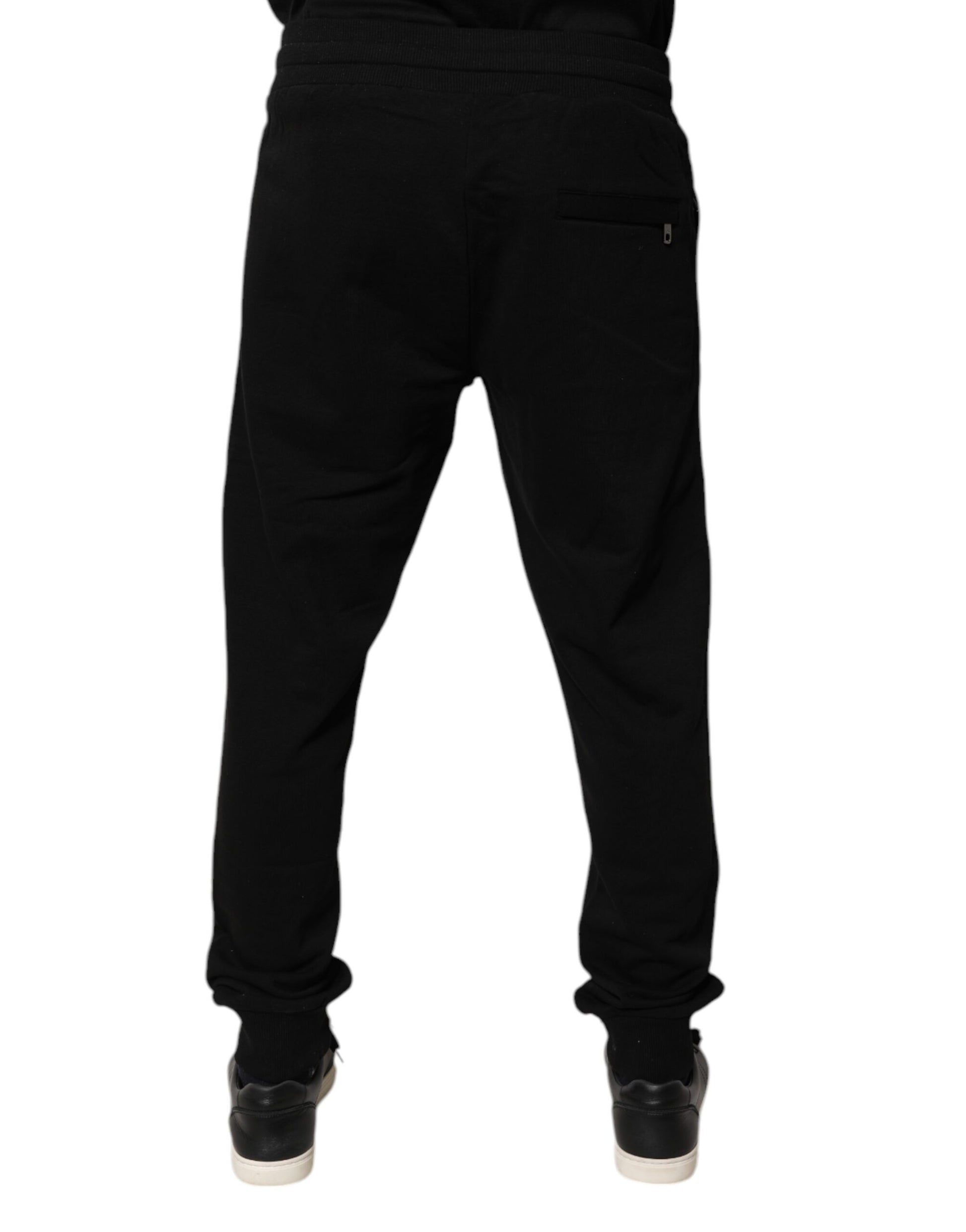 Dolce & Gabbana Black Cotton Mid Waist Jogger Sweatpants