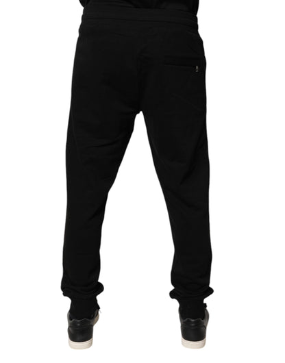 Dolce & Gabbana Black Cotton Mid Waist Jogger Sweatpants