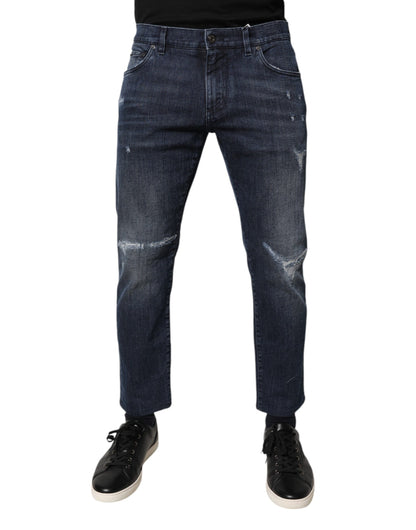 Dolce & Gabbana Blue Cotton Stretch Skinny Denim Jeans for Men