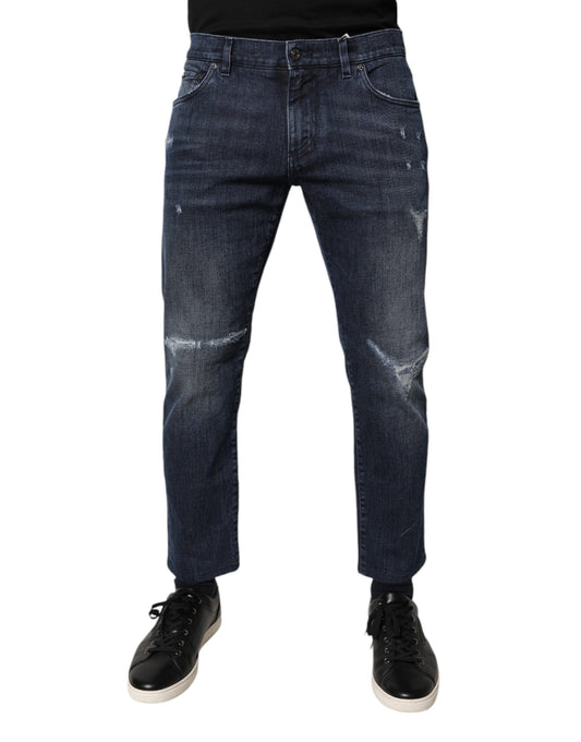 Dolce & Gabbana Blue Cotton Stretch Skinny Denim Jeans for Men
