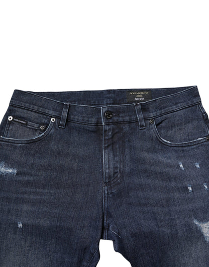 Dolce & Gabbana Blue Cotton Stretch Skinny Denim Jeans for Men