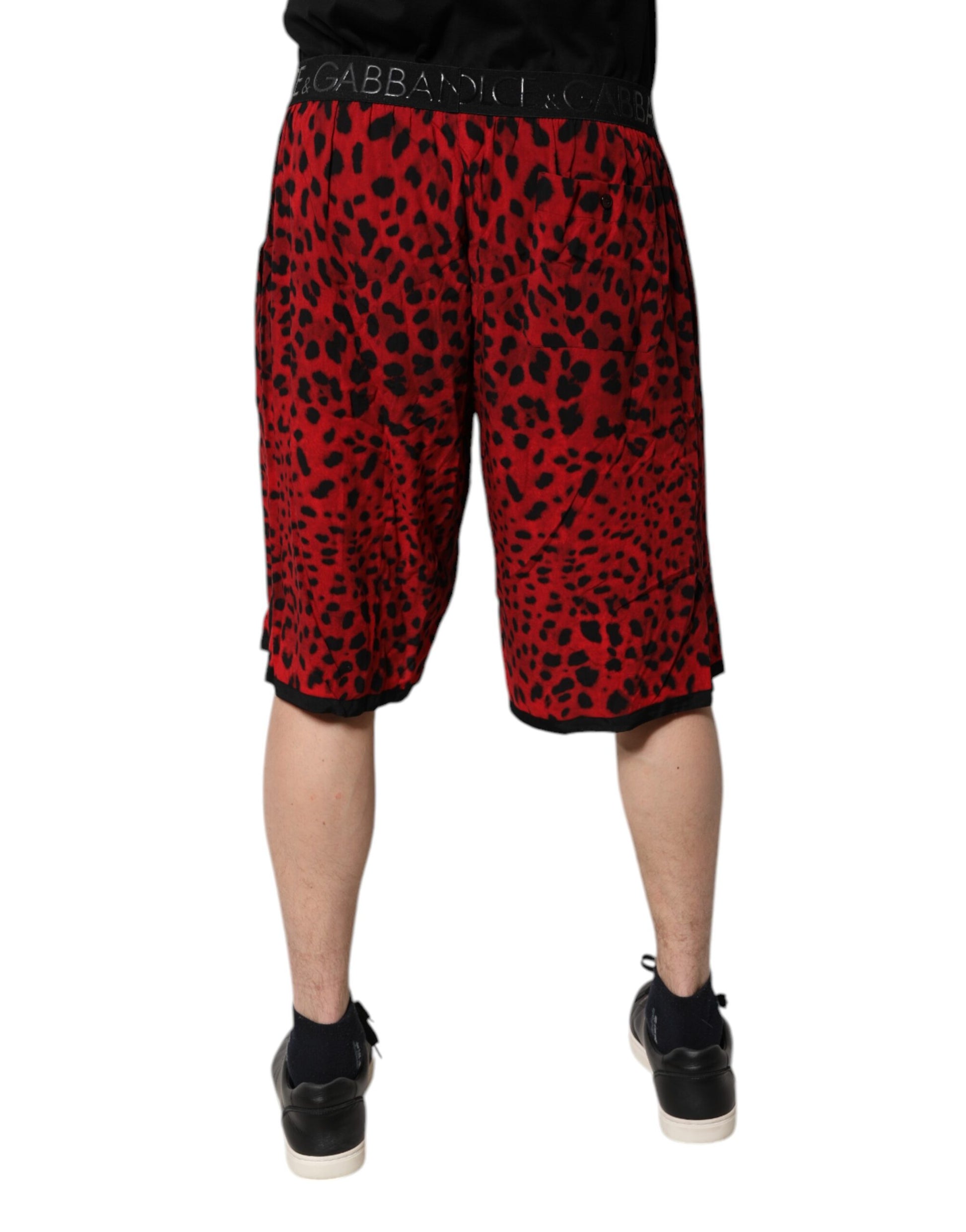 Dolce & Gabbana Red Leopard Print Bermuda Shorts